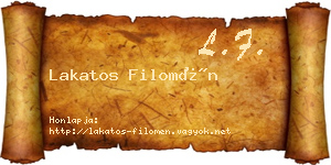 Lakatos Filomén névjegykártya
